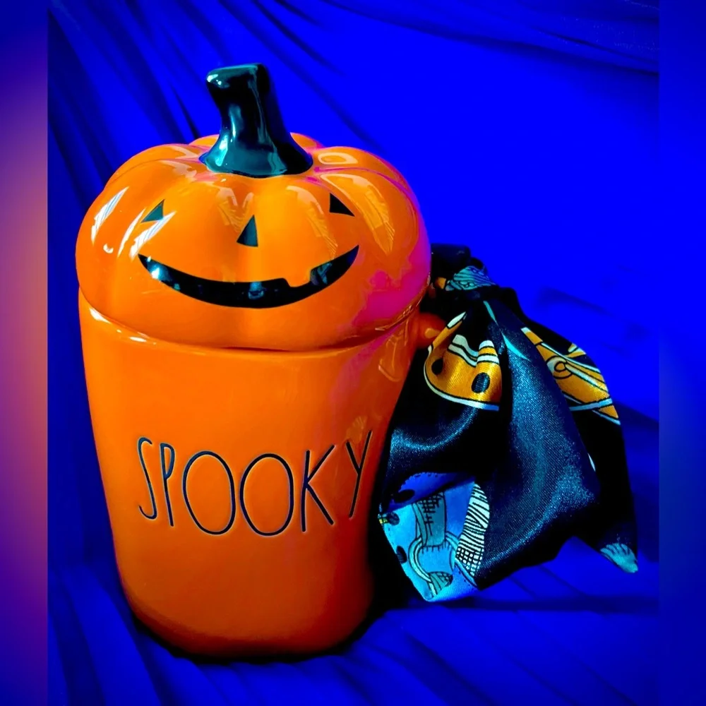 Rae Dunn "Spooky" Pumpkin Mug with Lid By Magenta Large Cup Fall Halloween Decor - Picture 1 of 4